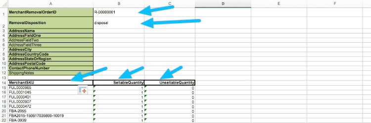 filling out removal order file  - Amazon FBA: How to do a Bulk Removal Order (Step-by-Step & Video)