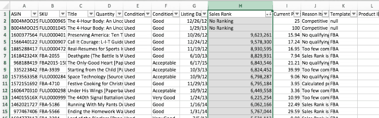 sort by sales rank in excel - Amazon FBA: How to do a Bulk Removal Order (Step-by-Step & Video)